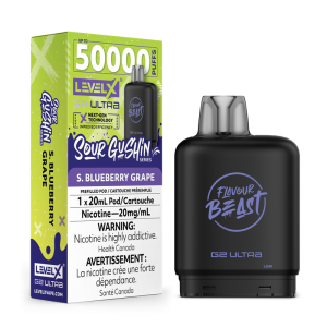Level X Flavour Beast Sour Gushin’ G2 Ultra 50K Pod – S. Blueberry Grape