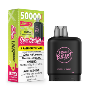 Level X Flavour Beast Sour Gushin’ G2 Ultra 50K Pod – S. Raspberry Lemon