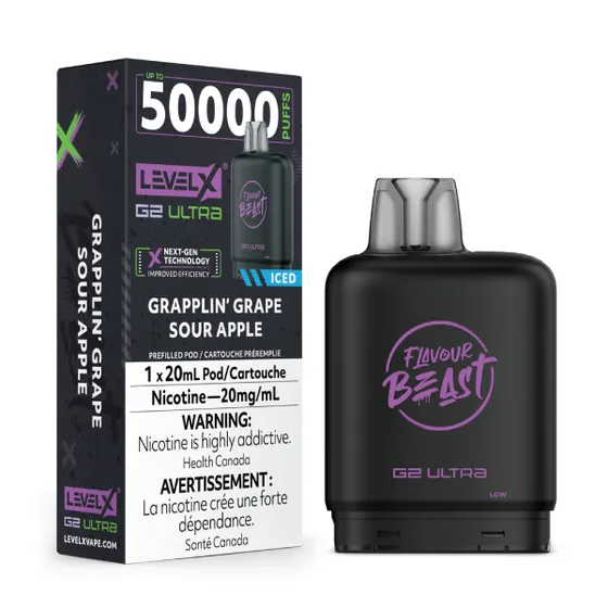Level X Flavour Beast G2 Ultra 50K Pod – Grapplin’ Grape Sour Apple Iced