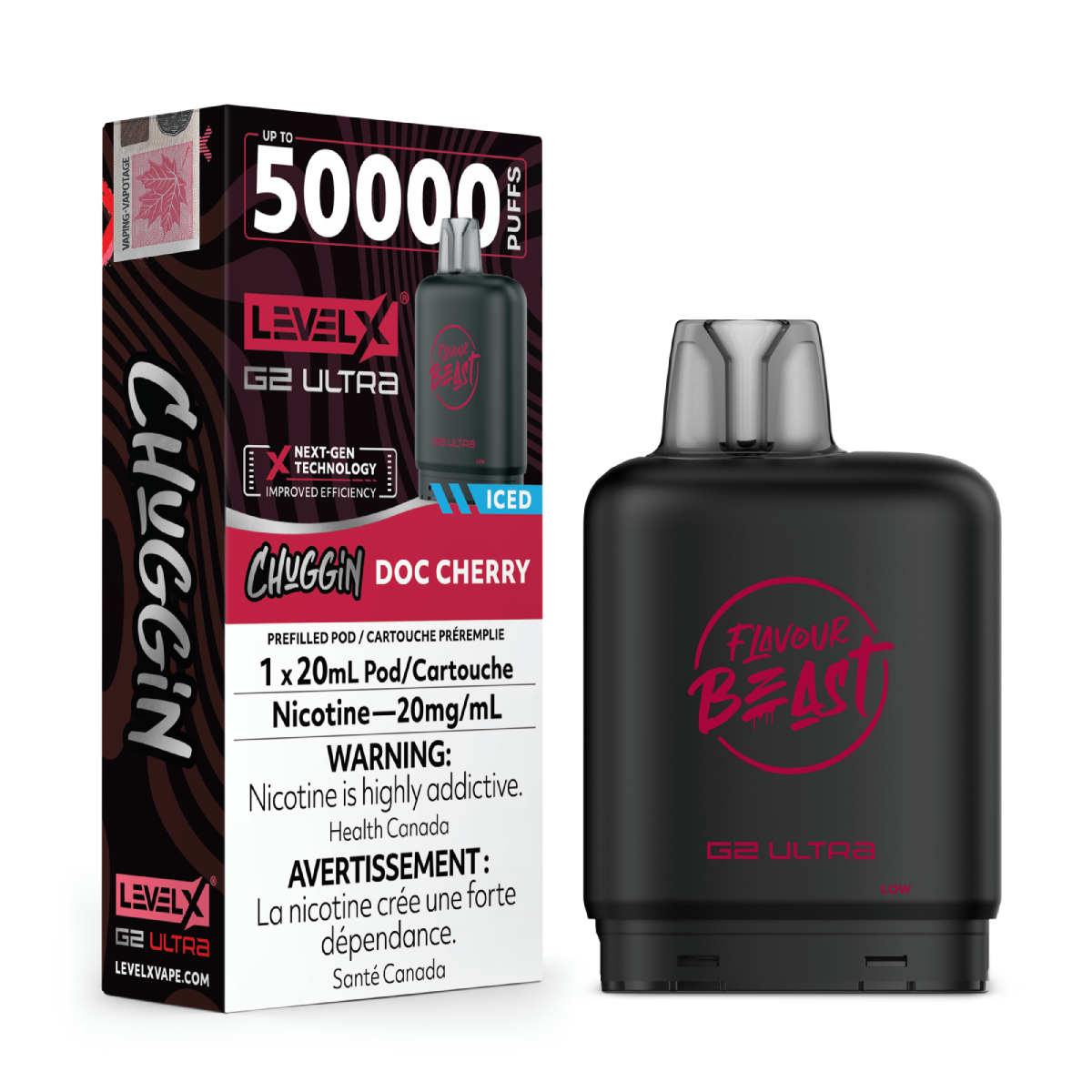 Level X Flavour Beast Chuggin’ G2 Ultra 50K Pod – Doc Cherry (Doc Fizz Iced)