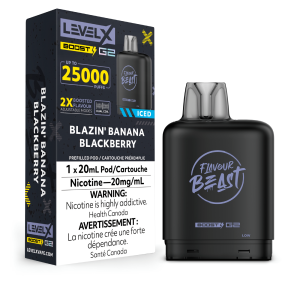 Level X Flavour Beast G2 Boost 25K Pod – Blazin’ Banana Blackberry Iced