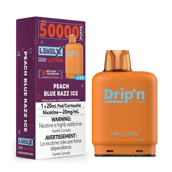 Level X Drip’n G2 Ultra 50K Pod – Peach Blue Razz Ice